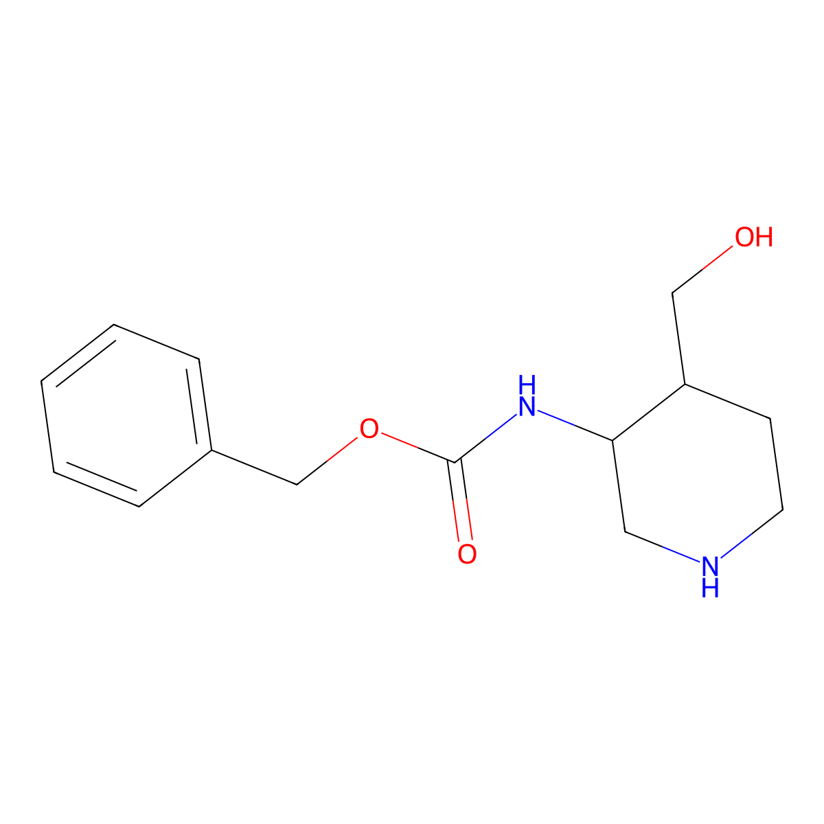 Benzyl [4-(hydroxymethyl)piperidin-3-yl]carbamate molecular structure, CAS 2096987-31-2