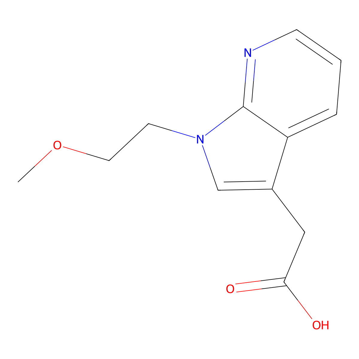 2-[1-(2-Methoxyethyl)pyrrolo[2,3-b]pyridin-3-yl]acetic acid molecular structure, CAS 2096987-36-7