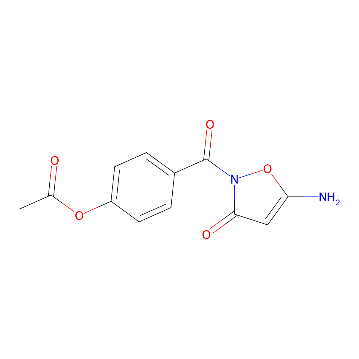 4-[(5-amino-3-oxoisoxazol-2(3H)-yl)carbonyl]phenyl acetate molecular structure, CAS 2096987-45-8