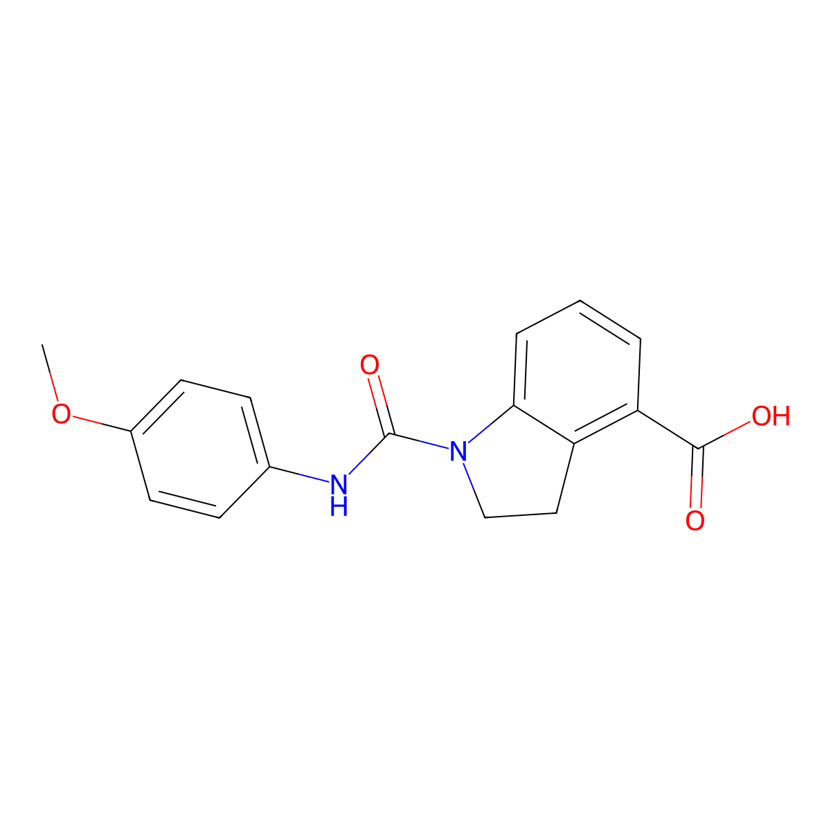 1-[(4-Methoxyanilino)carbonyl]-4-indolinecarboxylic acid molecular structure, CAS 2096987-56-1