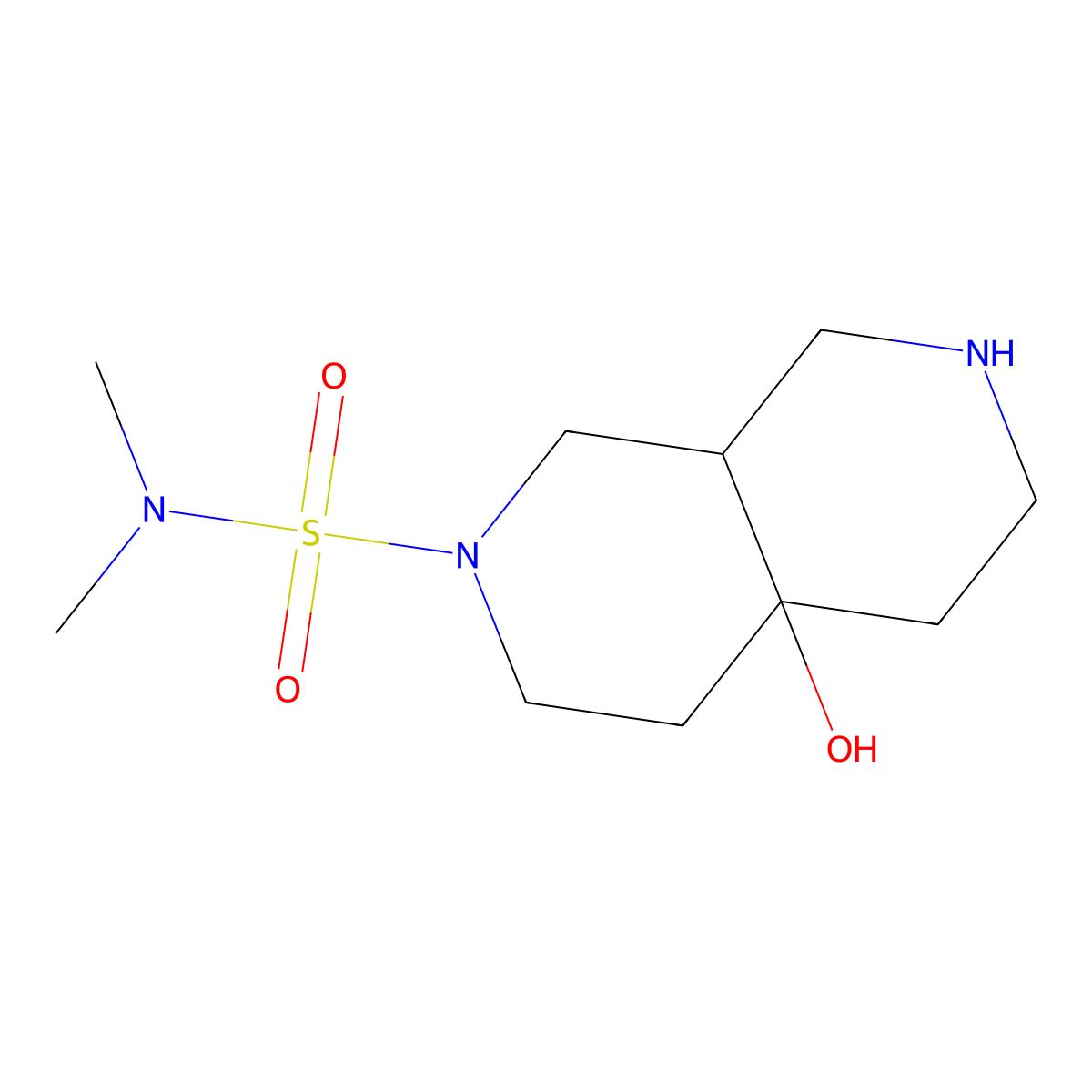 4a-Hydroxy-N,N-dimethyl-1,3,4,5,6,7,8,8a-octahydro-2,7-naphthyridine-2-sulfonamide molecular structure, CAS 2096987-80-1