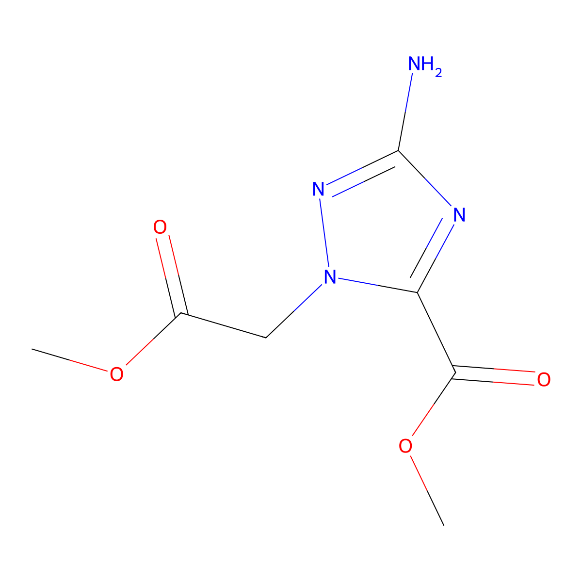 Methyl 5-amino-2-(2-methoxy-2-oxoethyl)-1,2,4-triazole-3-carboxylate molecular structure, CAS 2096987-82-3