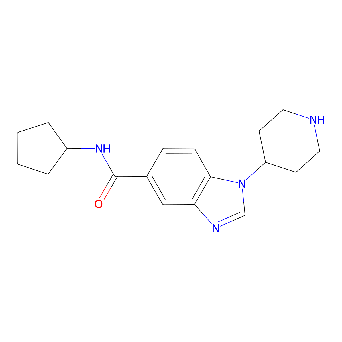 n-Cyclopentyl-1-(4-piperidinyl)-1h-benzimidazole-5-carboxamide molecular structure, CAS 2096987-86-7