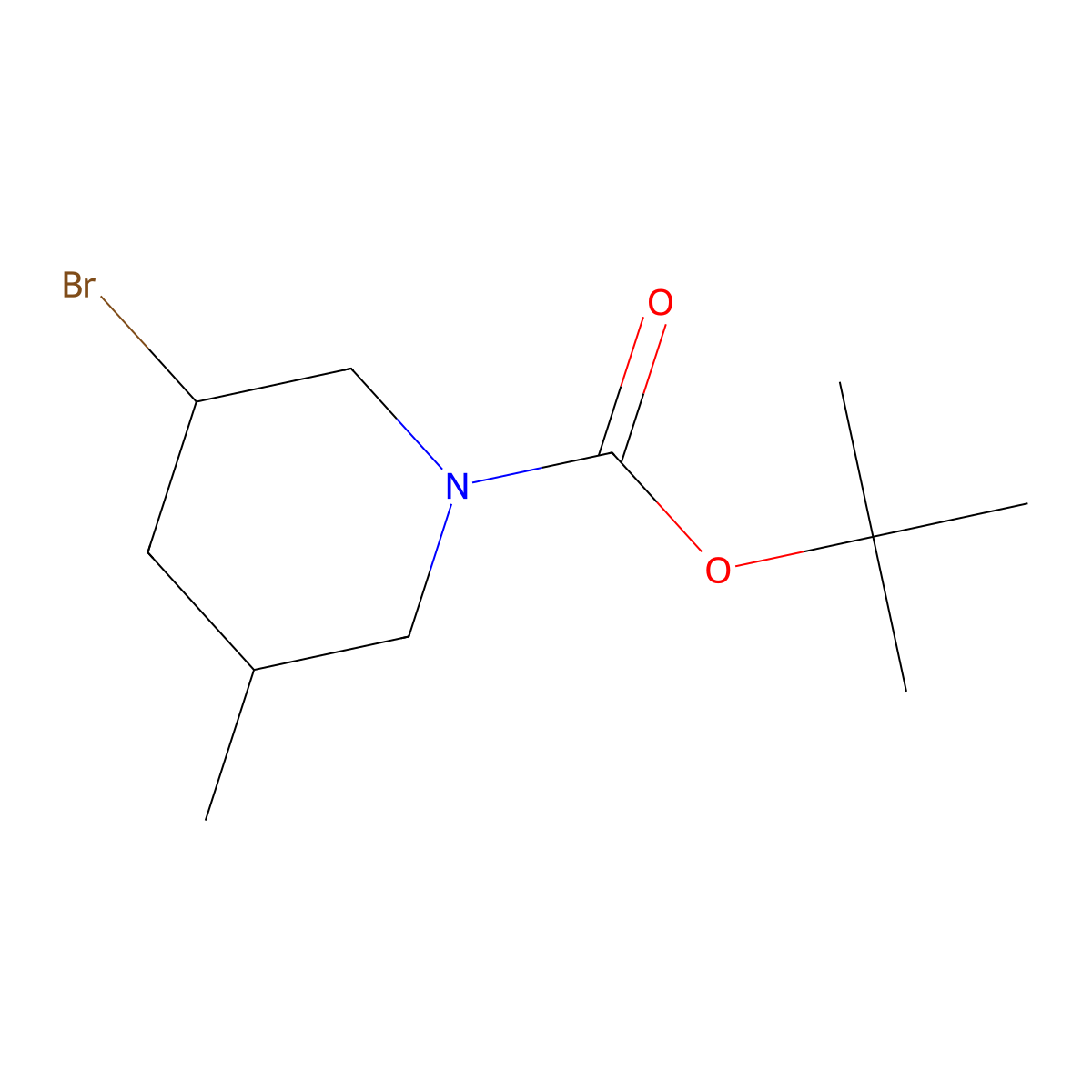 (5R)-tert-butyl 3-bromo-5-methylpiperidine-1-carboxylate molecular structure, CAS 2096990-27-9