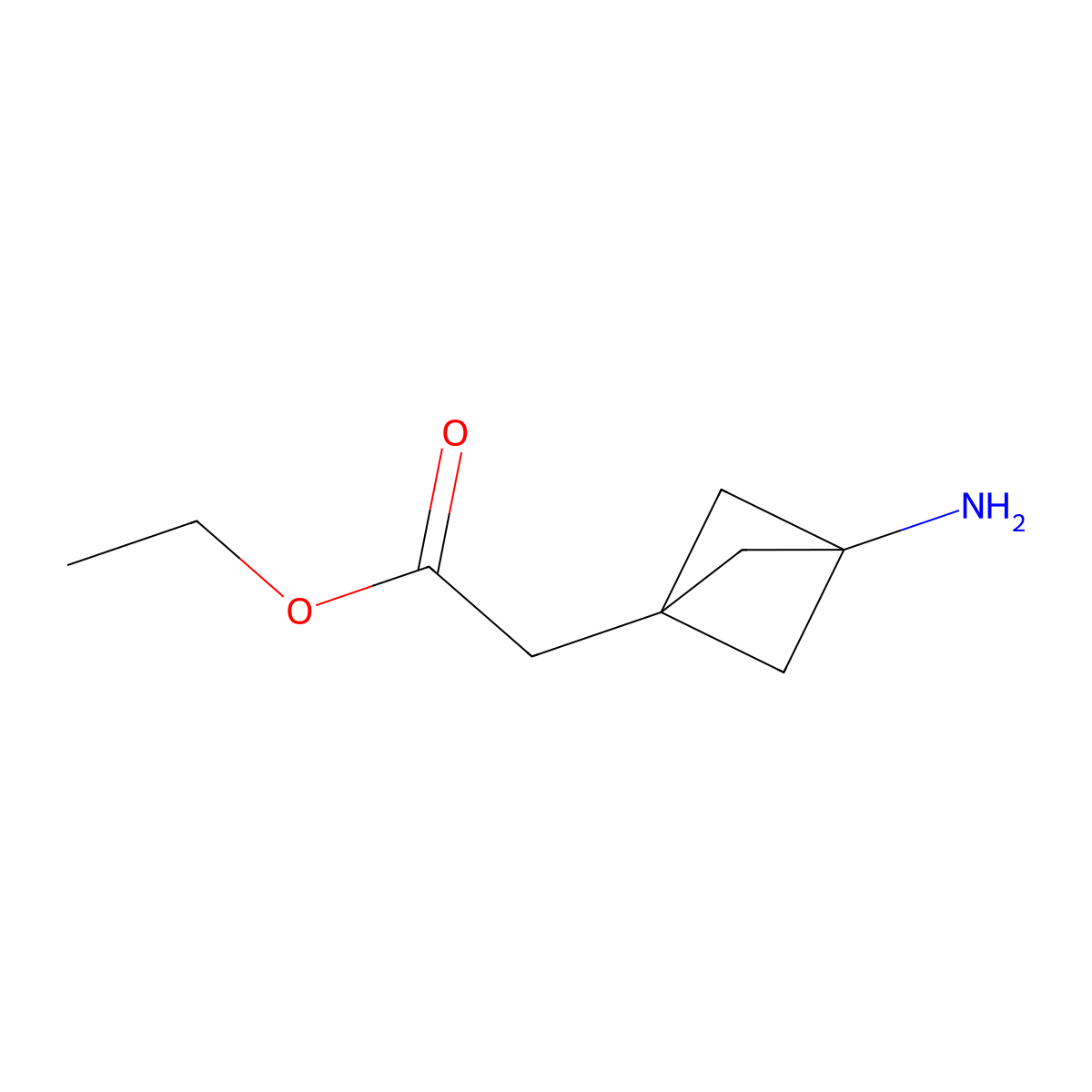Ethyl 2-{3-aminobicyclo[1.1.1]pentan-1-yl}acetate molecular structure, CAS 2096992-02-6