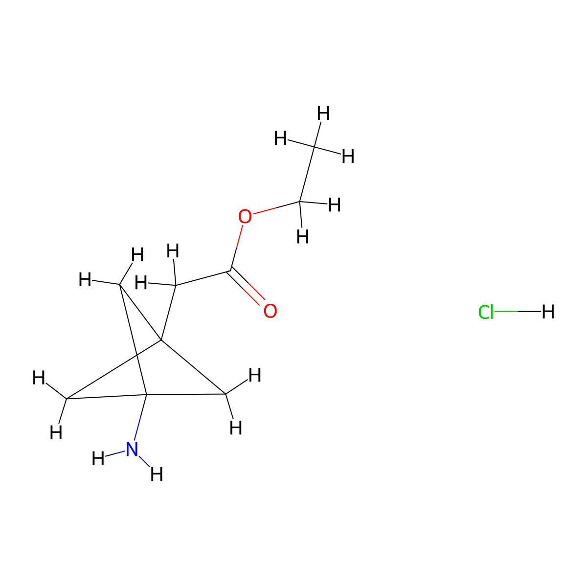 Ethyl 2-(3-amino-1-bicyclo[1.1.1]pentanyl)acetate;hydrochloride molecular structure, CAS 2096992-03-7