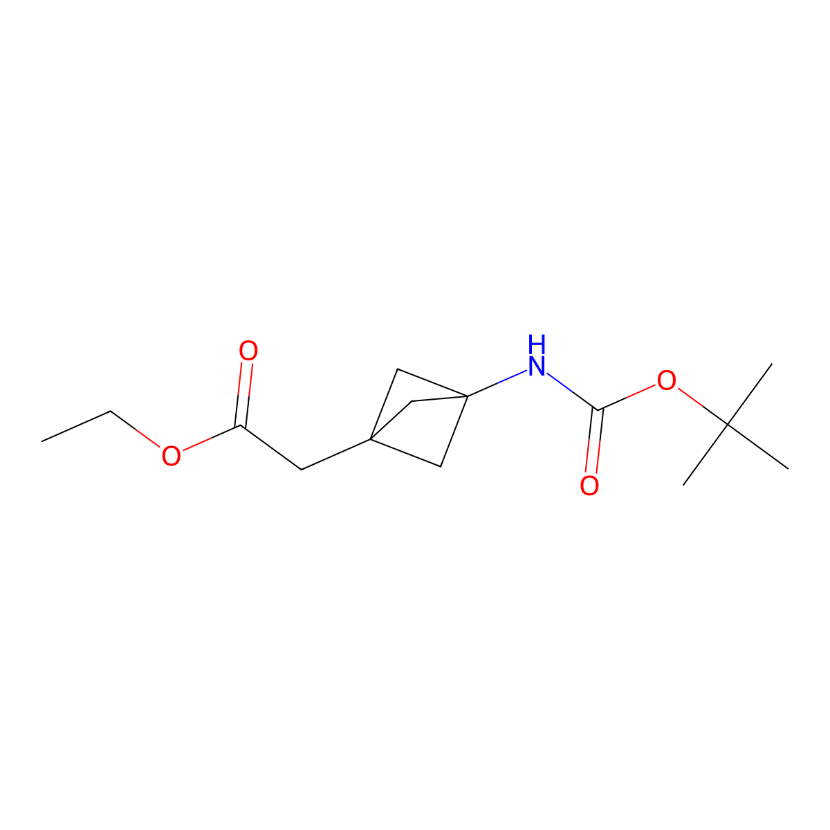 Ethyl 2-(3-((tert-butoxycarbonyl)amino)bicyclo[1.1.1]pentan-1-yl)acetate molecular structure, CAS 2096992-05-9