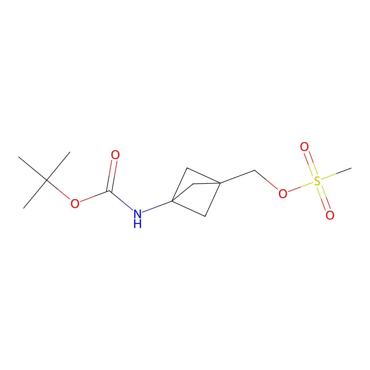 (3-((Tert-butoxycarbonyl)amino)bicyclo[1.1.1]pentan-1-yl)methyl methanesulfonate molecular structure, CAS 2096992-18-4