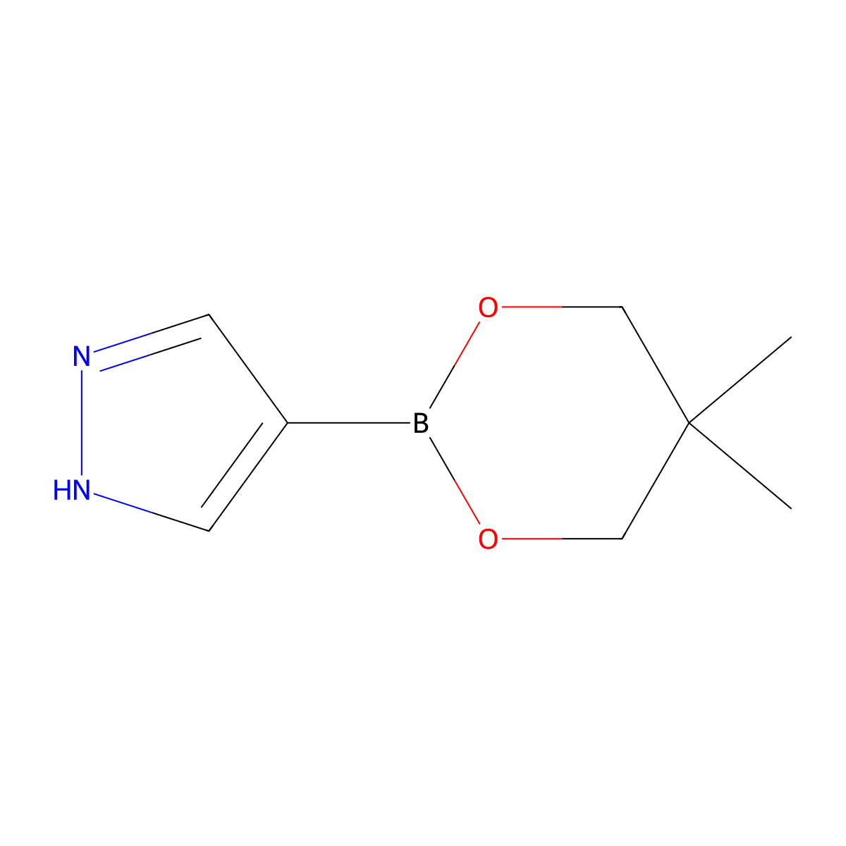 4-(5,5-dimethyl-1,3,2-dioxaborinan-2-yl)-1H-pyrazole molecular structure, CAS 2096995-02-5