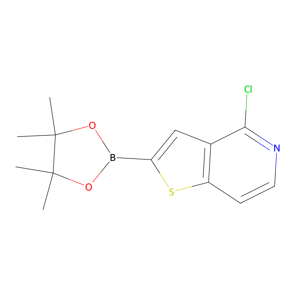 4-Chloro-2-(4,4,5,5-tetramethyl-1,3,2-dioxaborolan-2-yl)thieno[3,2-c]pyridine molecular structure, CAS 2096995-03-6