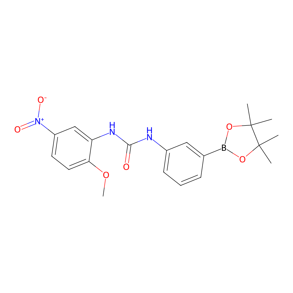1-(2-Methoxy-5-nitrophenyl)-3-[3-(tetramethyl-1,3,2-dioxaborolan-2-yl)phenyl]urea molecular structure, CAS 2096995-75-2