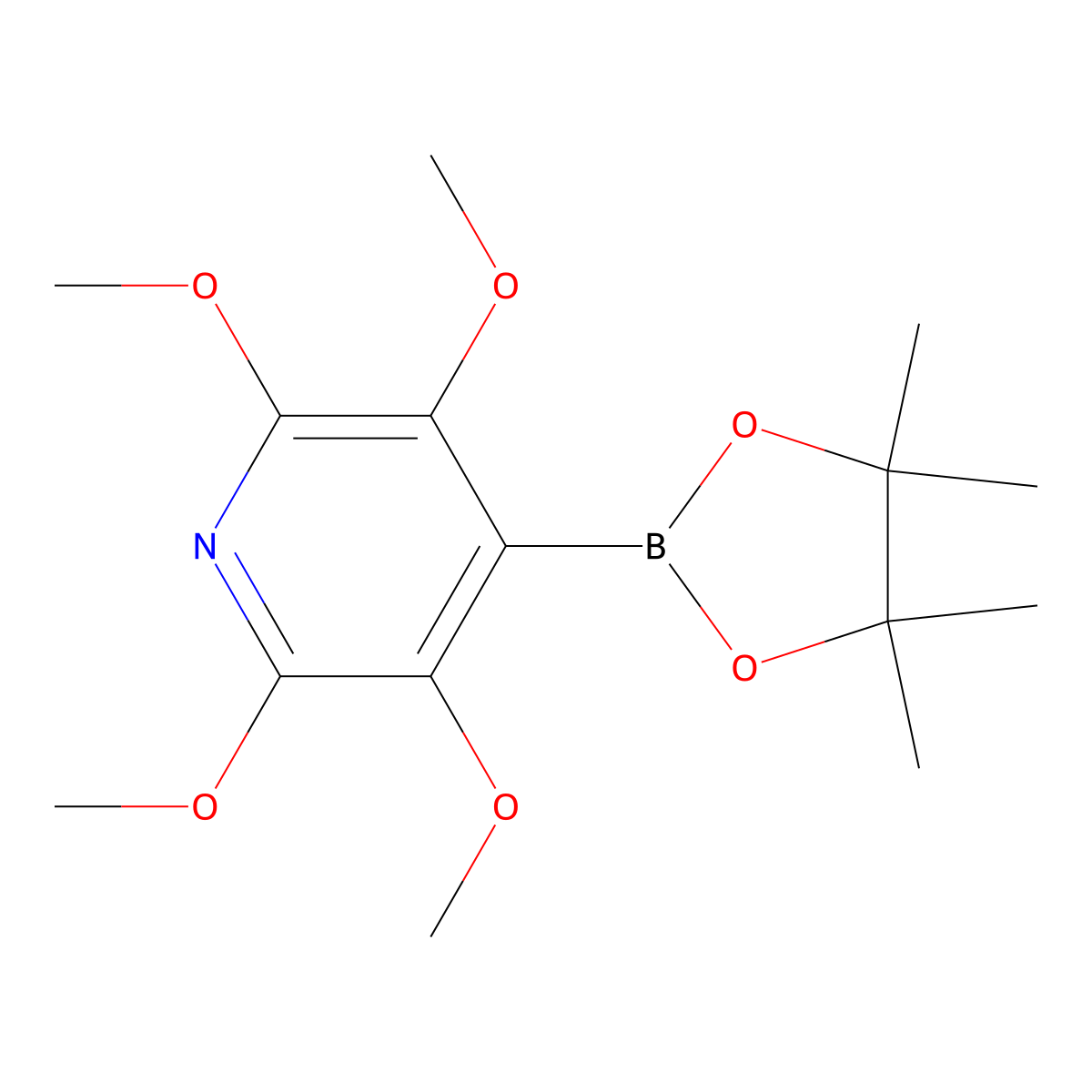 2,3,5,6-Tetramethoxy-4-(4,4,5,5-tetramethyl-1,3,2-dioxaborolan-2-yl)pyridine molecular structure, CAS 2096995-77-4