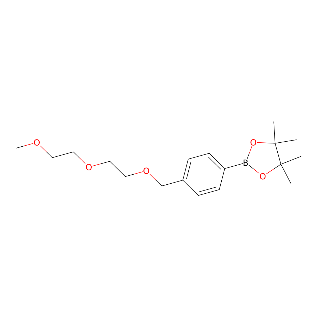 2-(4-((2-(2-Methoxyethoxy)ethoxy)methyl)phenyl)-4,4,5,5-tetramethyl-1,3,2-dioxaborolane molecular structure, CAS 2096995-85-4