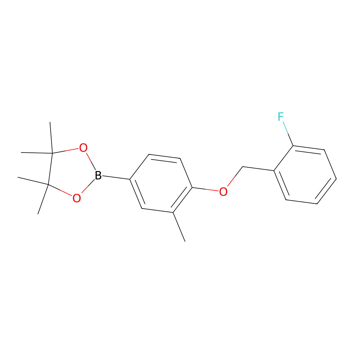 2-(4-((2-Fluorobenzyl)oxy)-3-methylphenyl)-4,4,5,5-tetramethyl-1,3,2-dioxaborolane molecular structure, CAS 2096995-98-9
