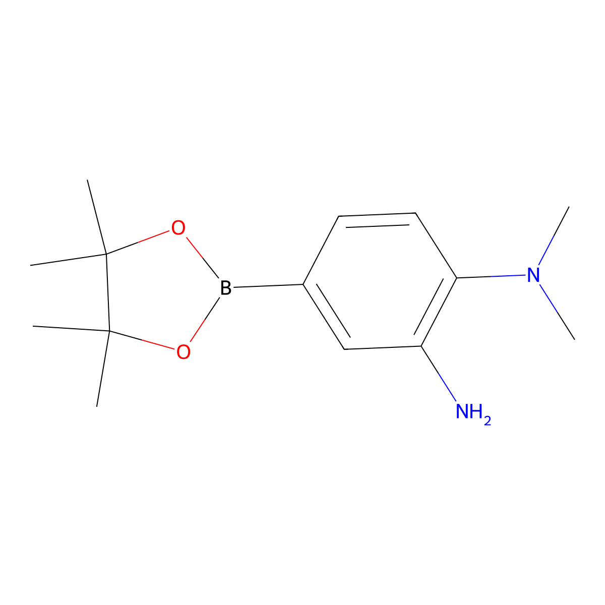 1-N,1-N-Dimethyl-4-(tetramethyl-1,3,2-dioxaborolan-2-YL)benzene-1,2-diamine molecular structure, CAS 2096996-86-8