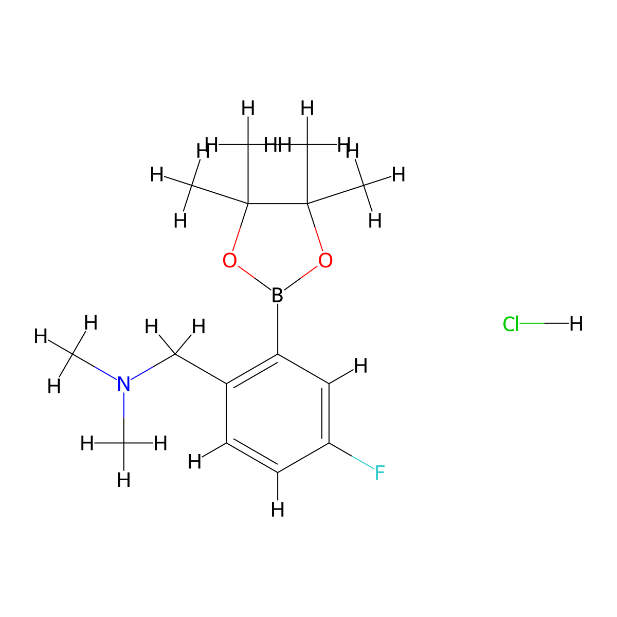 1-(4-Fluoro-2-(4,4,5,5-tetramethyl-1,3,2-dioxaborolan-2-yl)phenyl)-N,N-dimethylmethanamine hydrochloride molecular structure, CAS 2096996-94-8