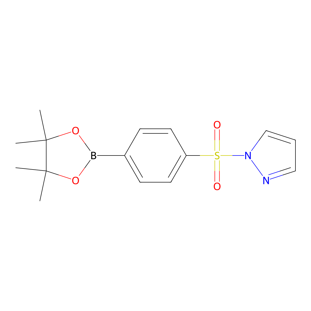 1-{[4-(Tetramethyl-1,3,2-dioxaborolan-2-yl)benzene]sulfonyl}pyrazole molecular structure, CAS 2096997-00-9