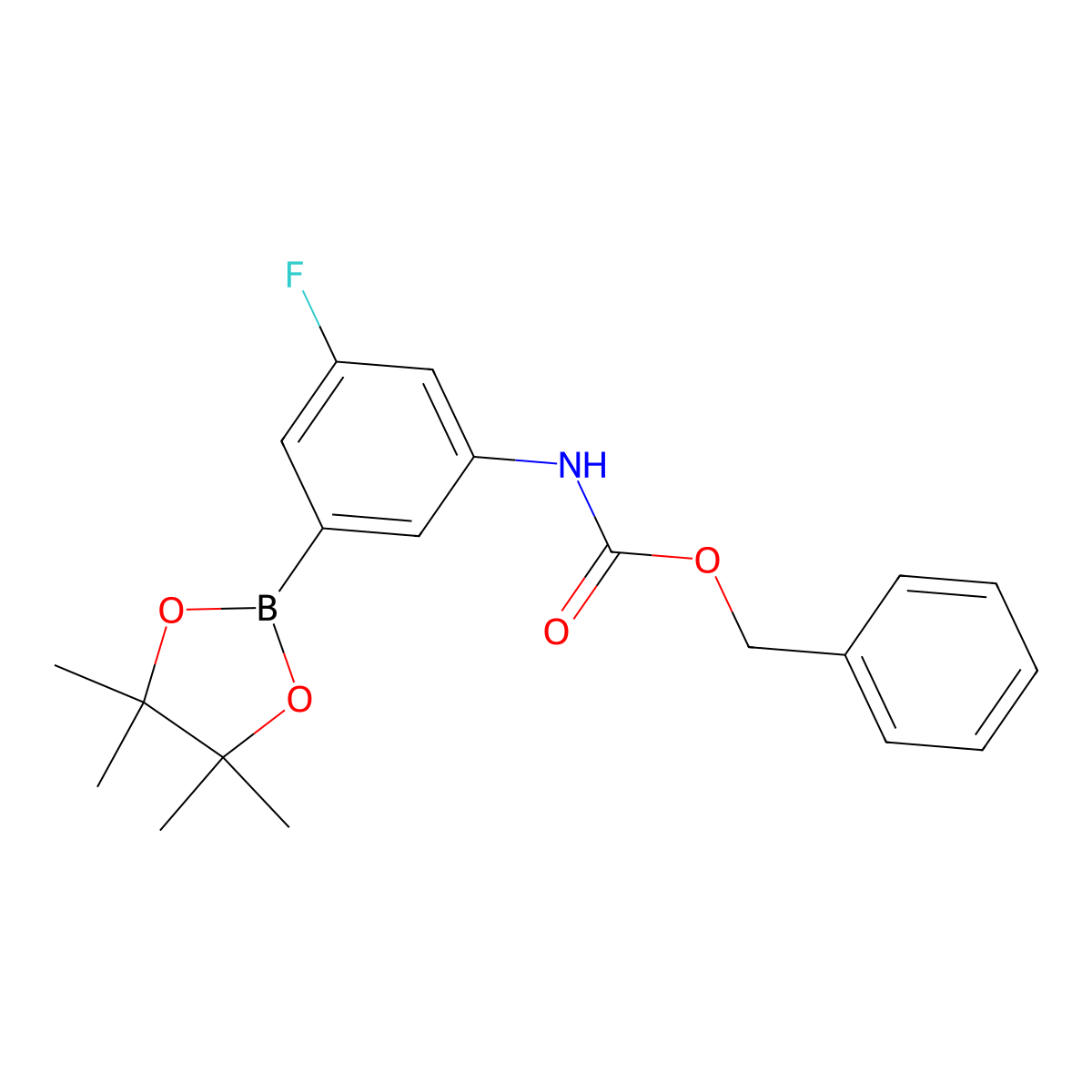 Benzyl N-[3-fluoro-5-(tetramethyl-1,3,2-dioxaborolan-2-yl)phenyl]carbamate molecular structure, CAS 2096997-12-3