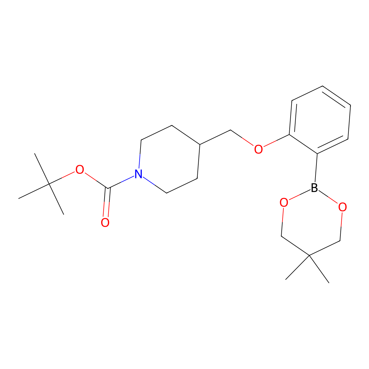 Tert-butyl 4-{[2-(5,5-dimethyl-1,3,2-dioxaborinan-2-yl)phenoxy]methyl}piperidine-1-carboxylate molecular structure, CAS 2096998-10-4