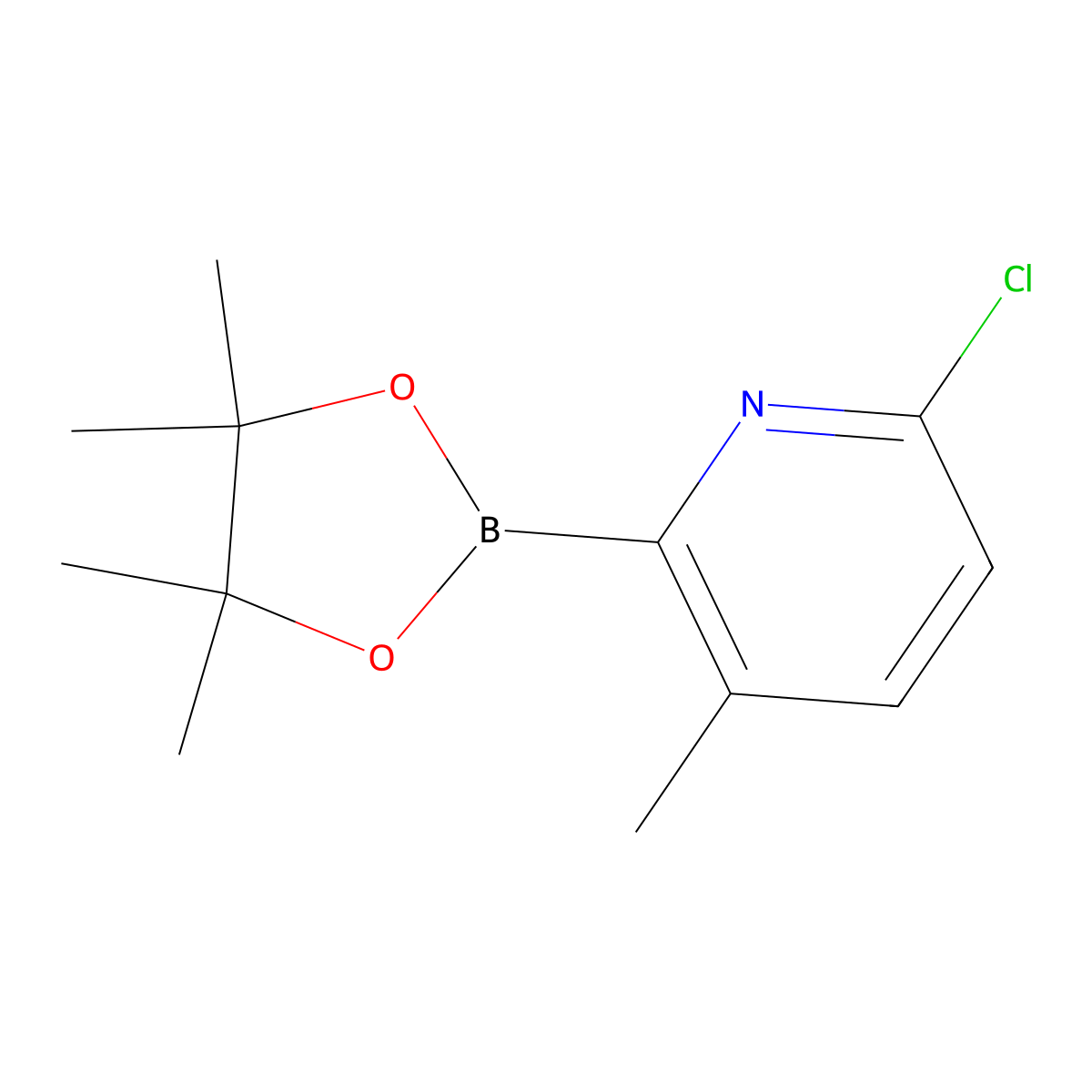 6-Chloro-3-methyl-2-(4,4,5,5-tetramethyl-1,3,2-dioxaborolan-2-YL)pyridine molecular structure, CAS 2096998-30-8