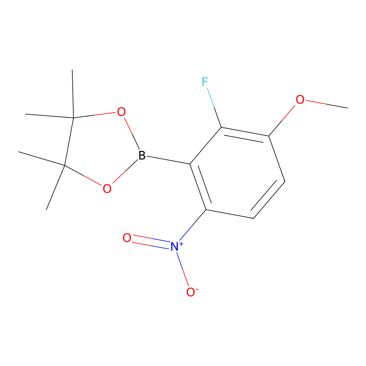2-Fluoro-3-methoxy-6-nitrophenylboronic acid pinacol ester molecular structure, CAS 2096998-37-5