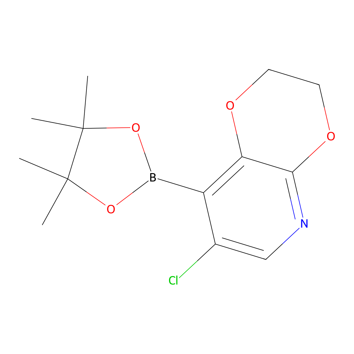 7-Chloro-8-(4,4,5,5-tetramethyl-1,3,2-dioxaborolan-2-yl)-2,3-dihydro-[1,4]dioxino[2,3-b]pyridine molecular structure, CAS 2096998-38-6