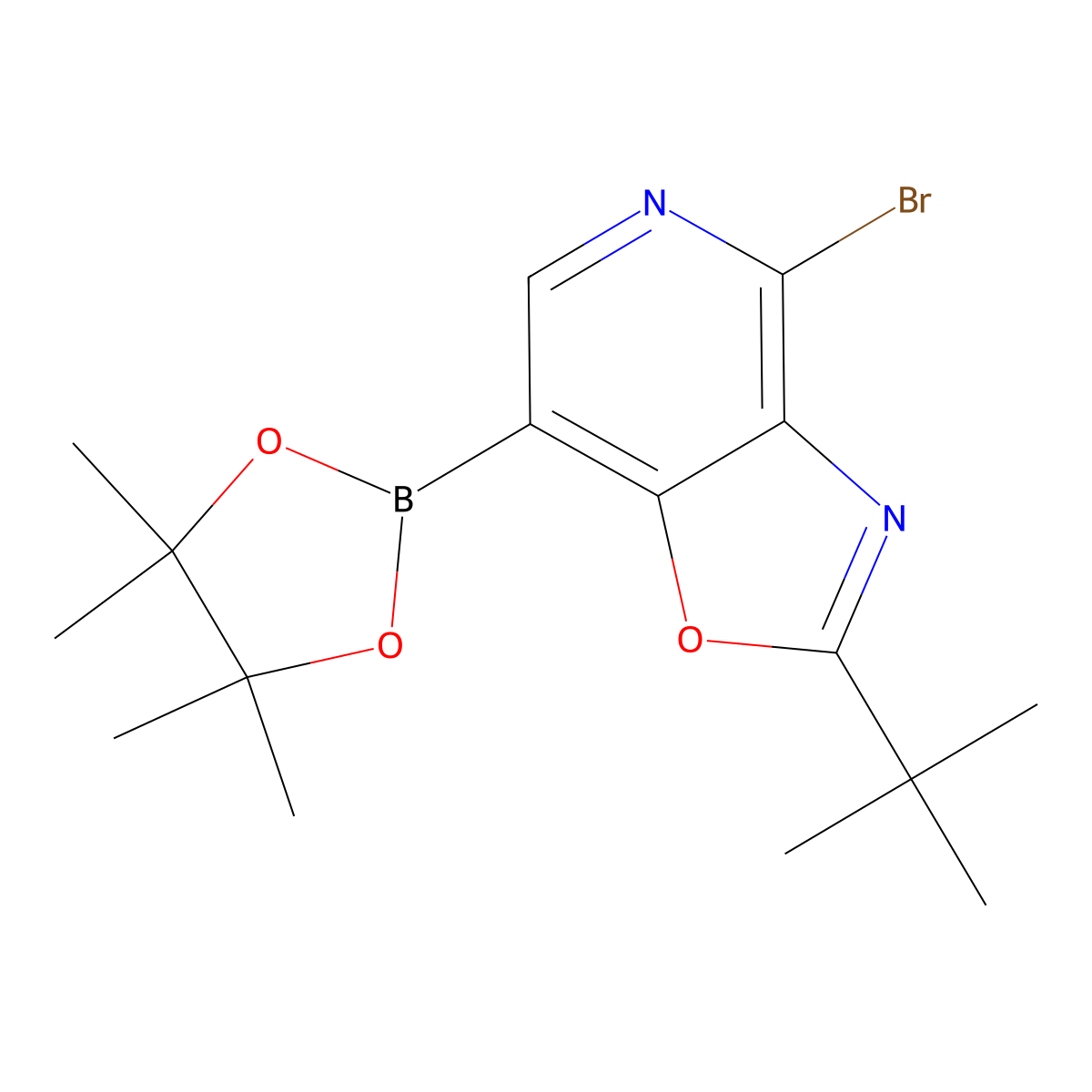 4-Bromo-2-(tert-butyl)-7-(4,4,5,5-tetramethyl-1,3,2-dioxaborolan-2-YL)oxazolo[4,5-C]pyridine molecular structure, CAS 2096998-45-5