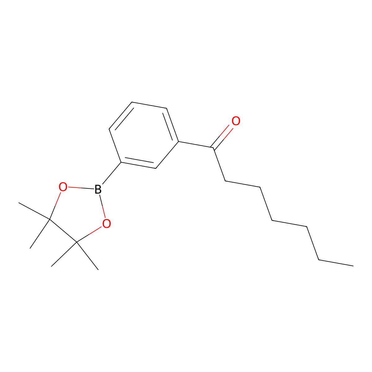 1-[3-(4,4,5,5-Tetramethyl-1,3,2-dioxaborolan-2-yl)phenyl]heptan-1-one molecular structure, CAS 2096998-65-9