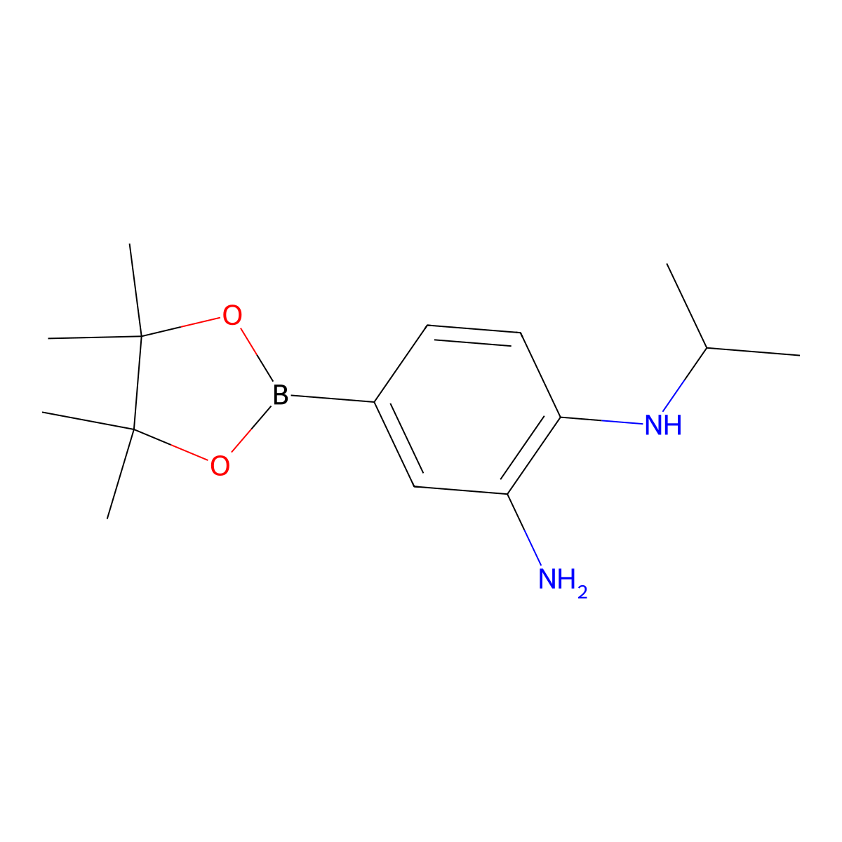 1-N-Isopropyl-4-(tetramethyl-1,3,2-dioxaborolan-2-YL)benzene-1,2-diamine molecular structure, CAS 2096998-67-1