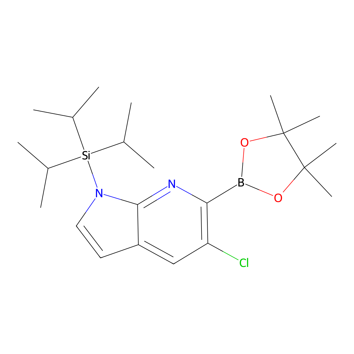5-Chloro-6-(4,4,5,5-tetramethyl-1,3,2-dioxaborolan-2-YL)-1-(triisopropylsilyl)-1H-pyrrolo[2,3-B]pyridine molecular structure, CAS 2096998-68-2