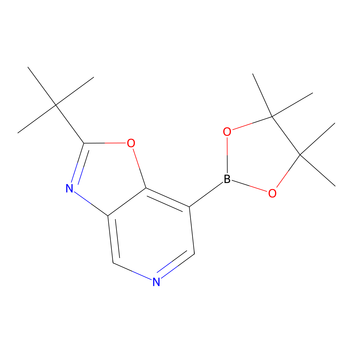 2-(Tert-butyl)-7-(4,4,5,5-tetramethyl-1,3,2-dioxaborolan-2-YL)oxazolo[4,5-C]pyridine molecular structure, CAS 2096998-69-3