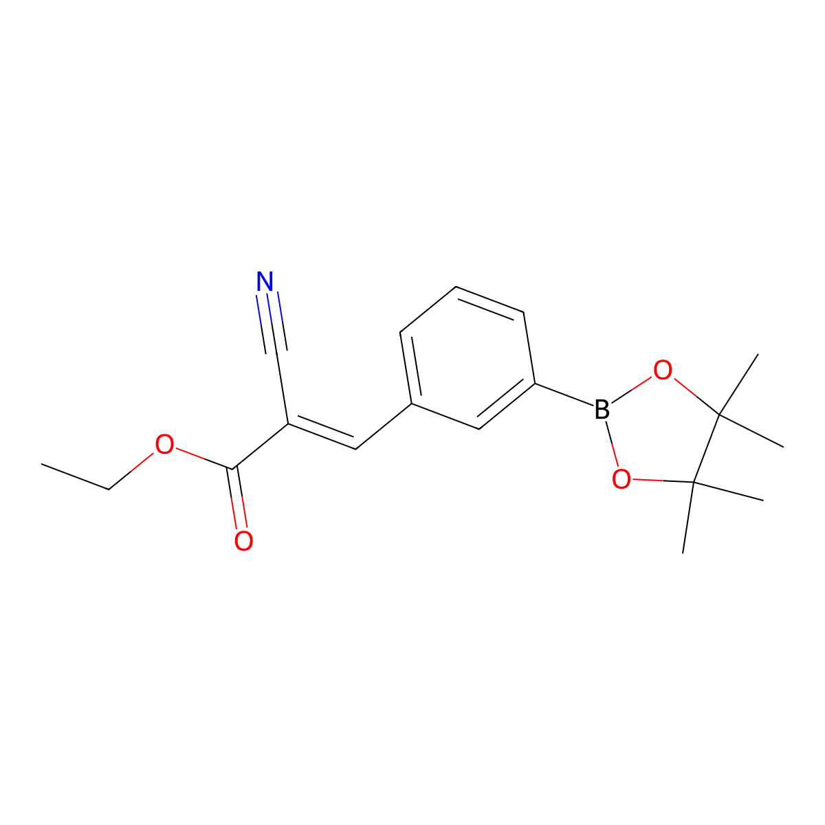 ethyl (2E)-2-cyano-3-(3-(tetramethyl-1,3,2-dioxaborolan-2-yl)phenyl)prop-2-enoate molecular structure, CAS 2097005-50-8