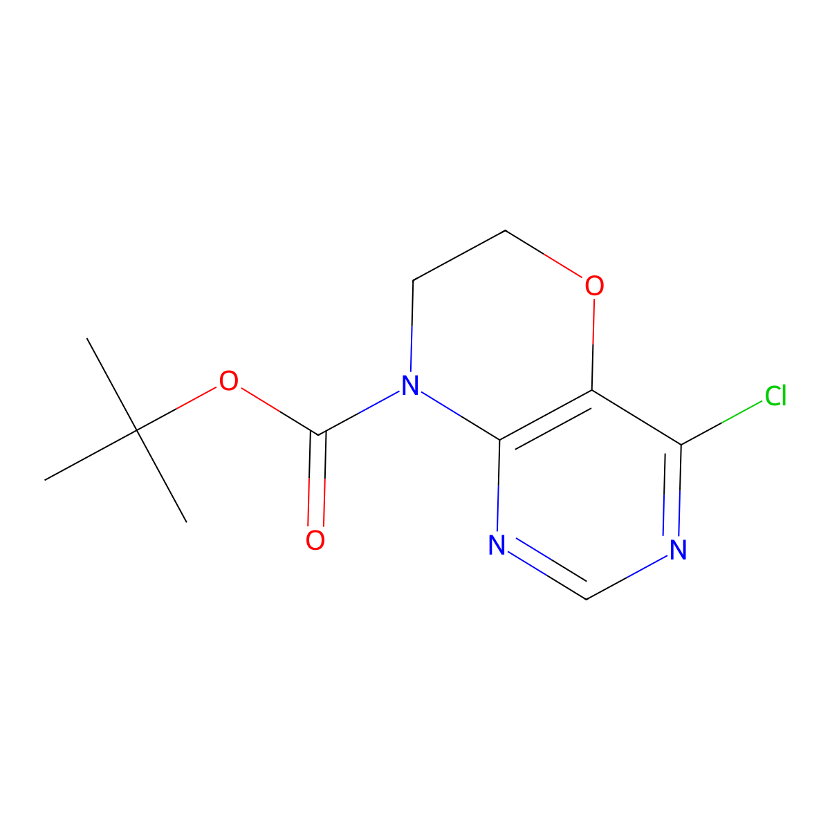 tert-butyl 4-chloro-6H,7H,8H-pyrimido[5,4-b][1,4]oxazine-8-carboxylate molecular structure, CAS 2097013-43-7