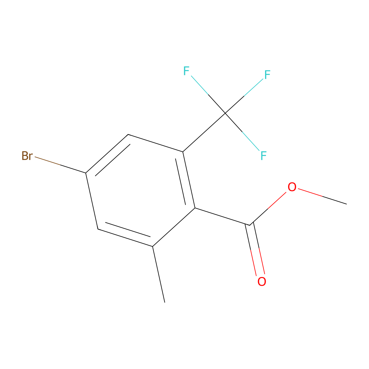 Methyl 4-bromo-2-methyl-6-(trifluoromethyl)benzoate molecular structure, CAS 2097014-31-6