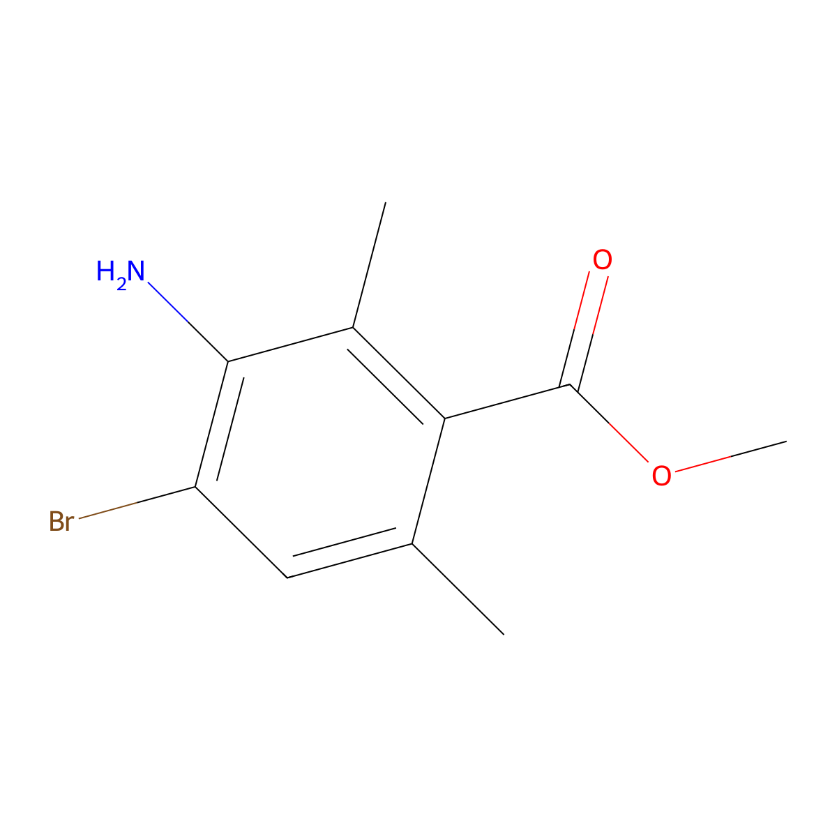 Methyl 3-amino-4-bromo-2,6-dimethylbenzoate molecular structure, CAS 2097015-10-4