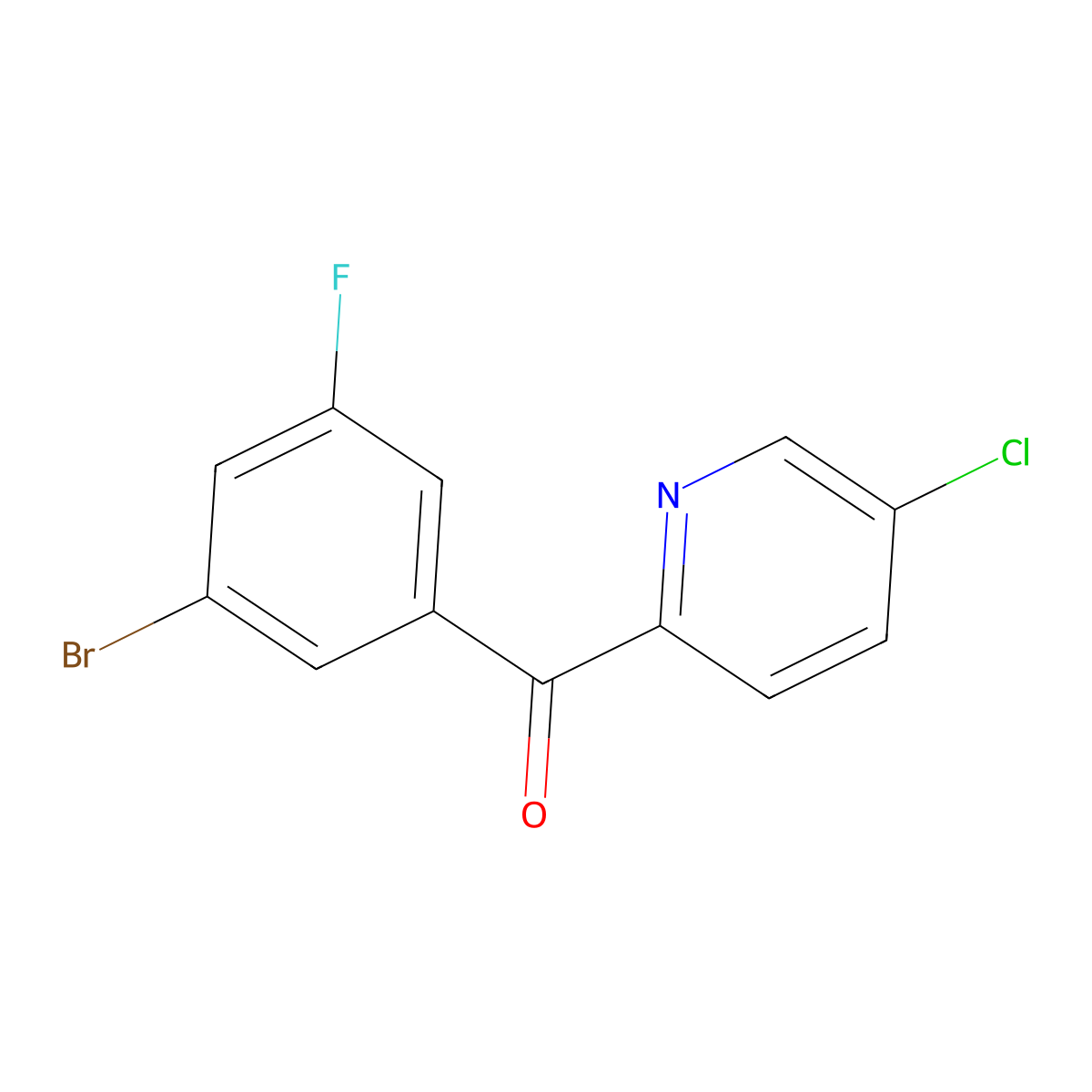 (3-Bromo-5-fluorophenyl)(5-chloropyridin-2-yl)methanone molecular structure, CAS 2097065-09-1