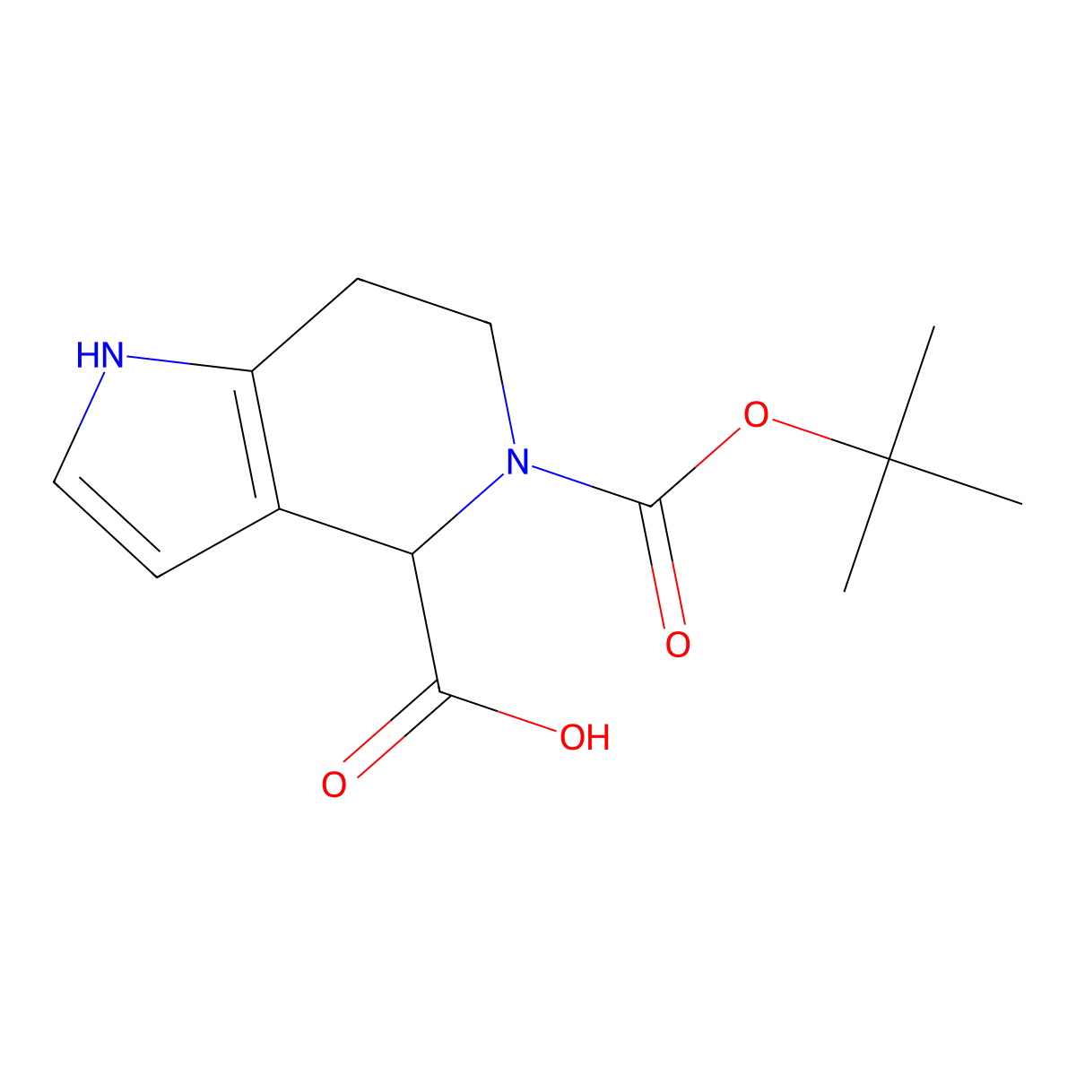 5-Boc-4,5,6,7-tetrahydro-1H-pyrrolo[3,2-c]pyridine-4-carboxylic acid molecular structure, CAS 2097068-40-9