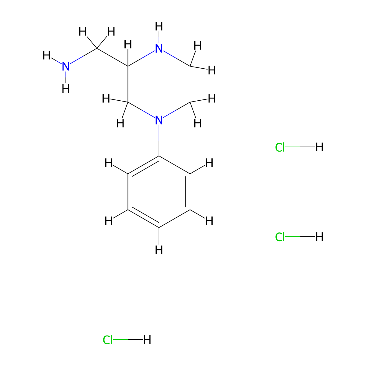 C-(4-Phenyl-piperazin-2-yl)-methylamine trihydrochloride molecular structure, CAS 2097068-51-2