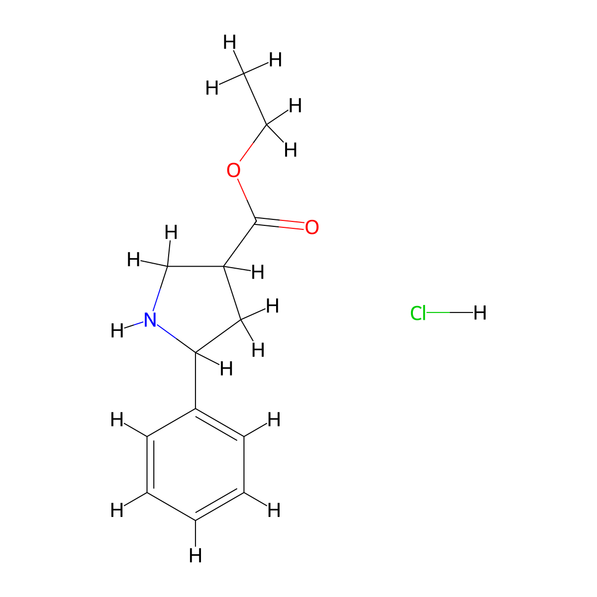 5-Phenyl-pyrrolidine-3-carboxylic acid ethyl ester hydrochloride molecular structure, CAS 2097068-63-6