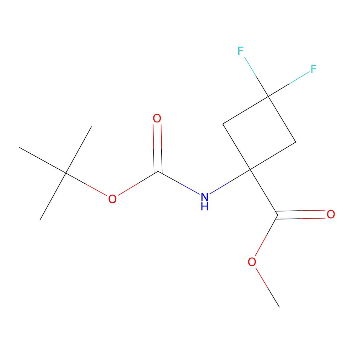 Methyl 1-{[(t-butoxy)carbonyl]amino}-3,3-difluorocyclobutane-1-carboxylate molecular structure, CAS 2097068-68-1