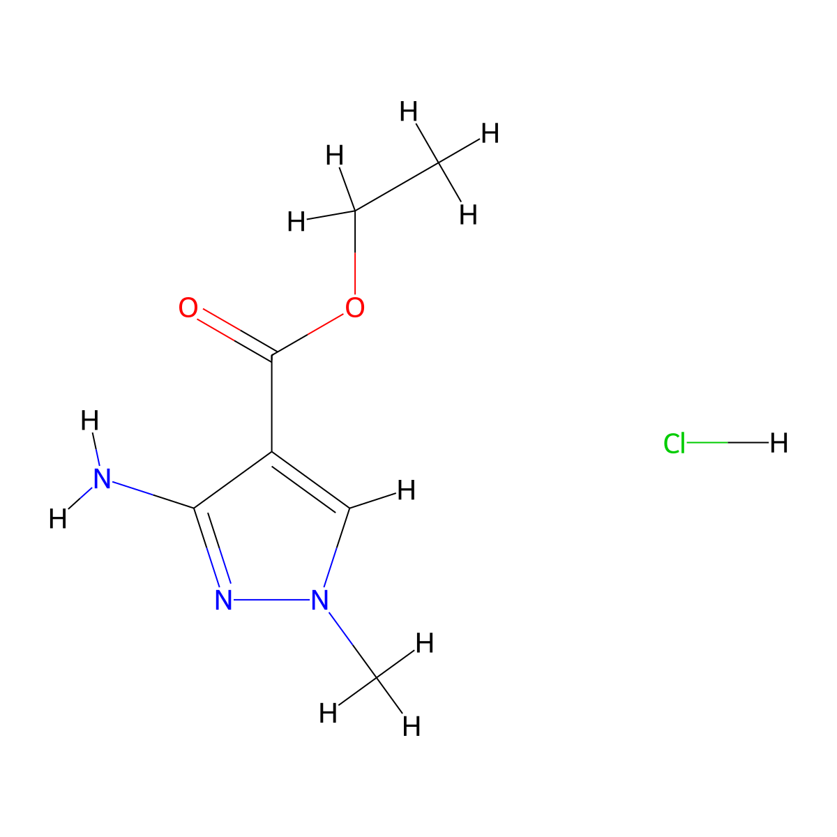 3-Amino-1-methyl-1H-pyrazole-4-carboxylic acid ethyl ester hydrochloride molecular structure, CAS 2097068-73-8