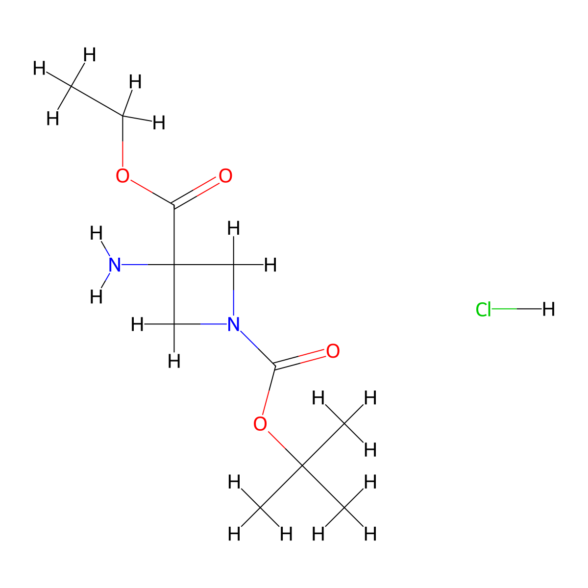 3-Amino-azetidine-1,3-dicarboxylic acid 1-tert-butyl ester 3-ethyl ester hydrochloride molecular structure, CAS 2097068-78-3