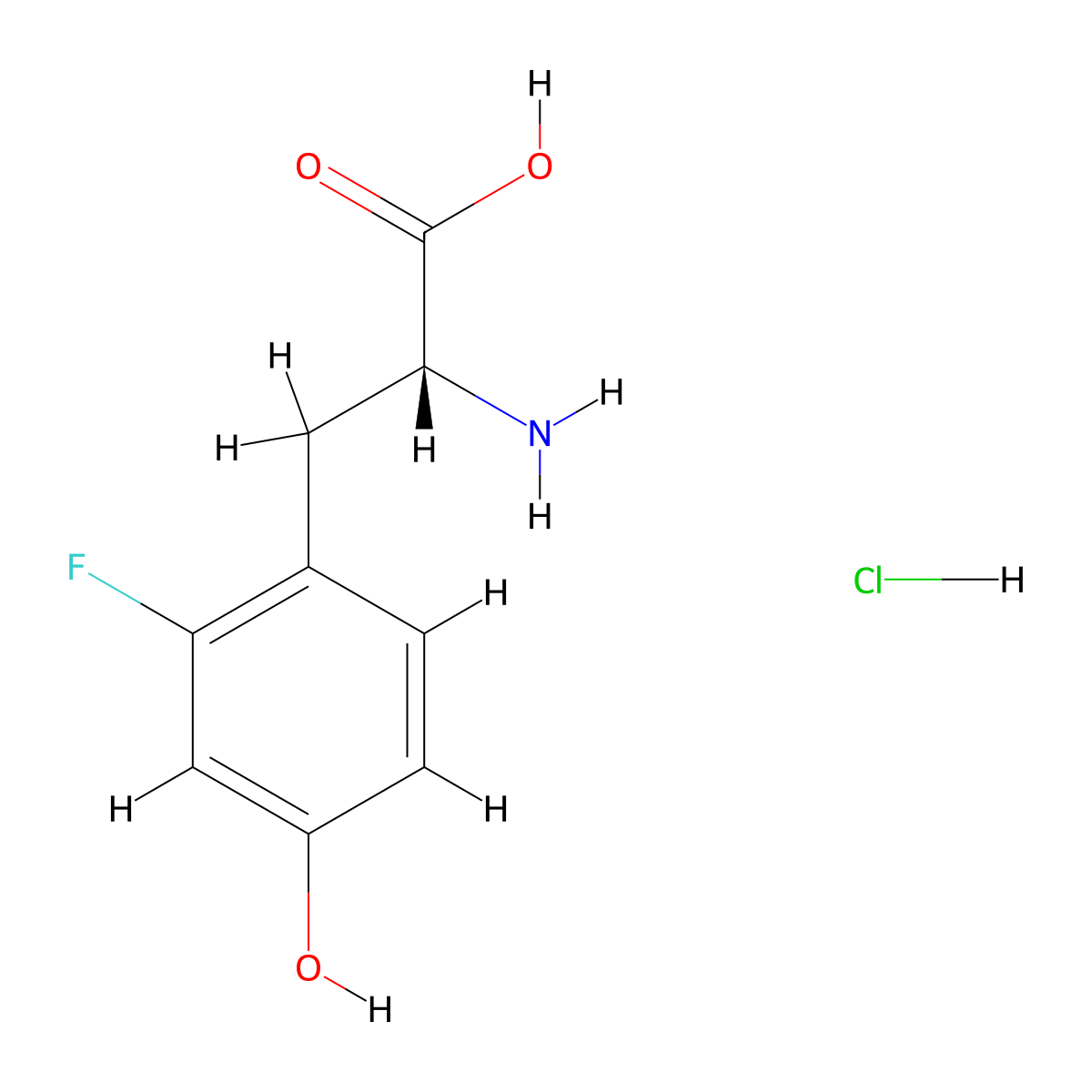2-Fluoro-D-tyrosine hydrochloride molecular structure, CAS 2097073-12-4