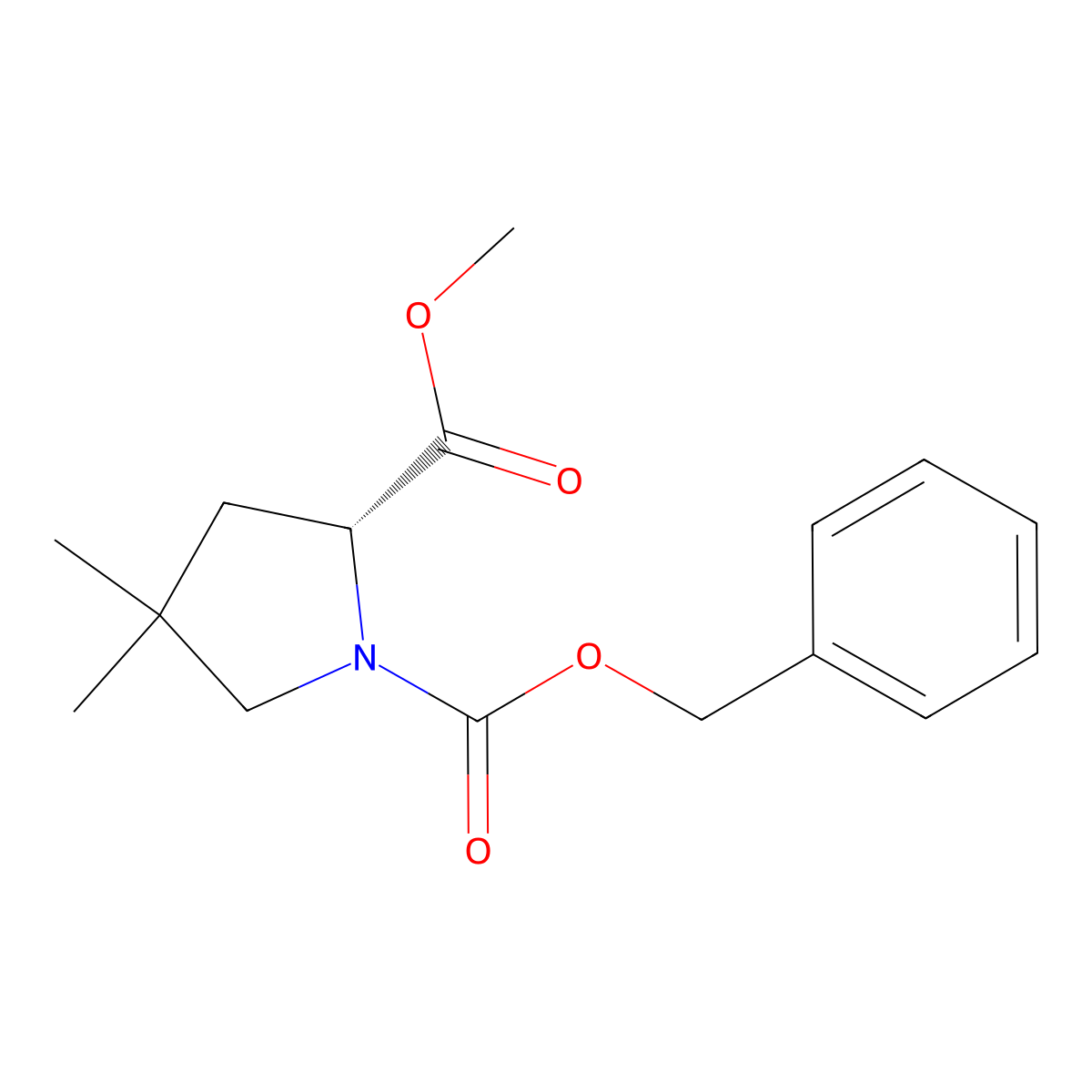 1-Benzyl 2-methyl (R)-4,4-dimethylpyrrolidine-1,2-dicarboxylate molecular structure, CAS 2097073-18-0