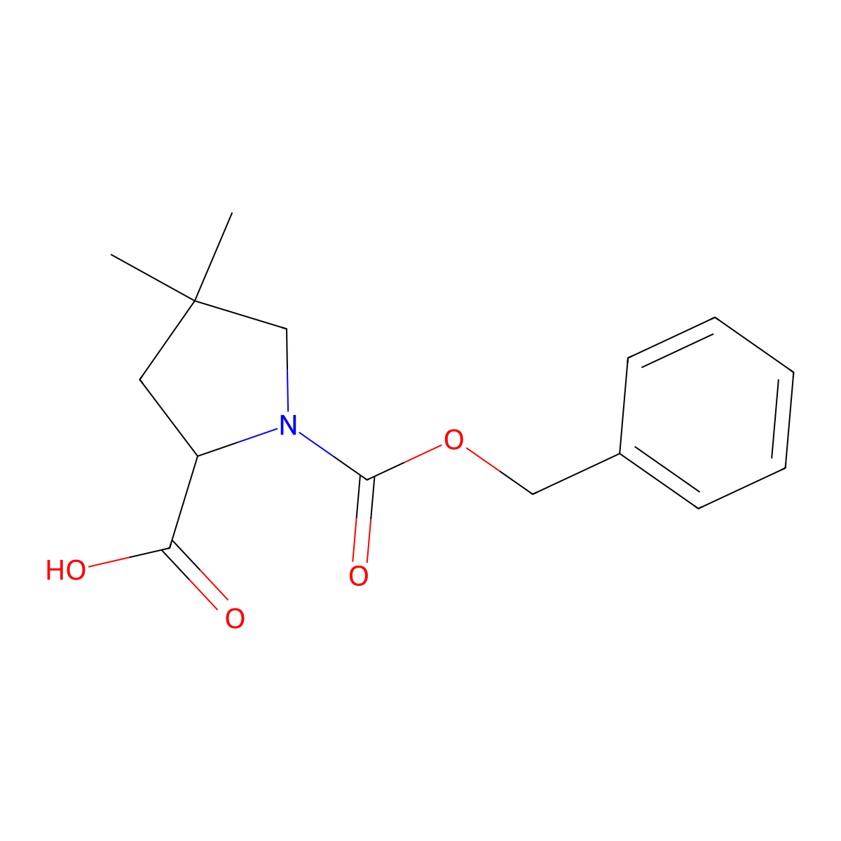 (2R)-1-[(benzyloxy)carbonyl]-4,4-dimethylpyrrolidine-2-carboxylic acid molecular structure, CAS 2097073-19-1
