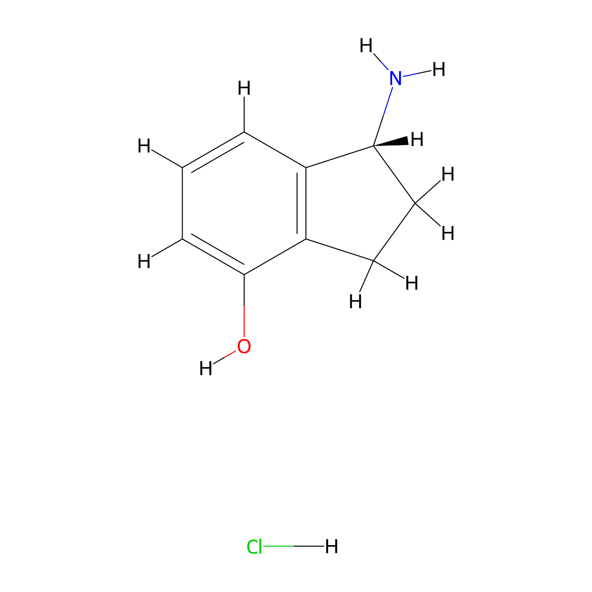 (R)-1-Amino-indan-4-ol hydrochloride molecular structure, CAS 2097073-21-5