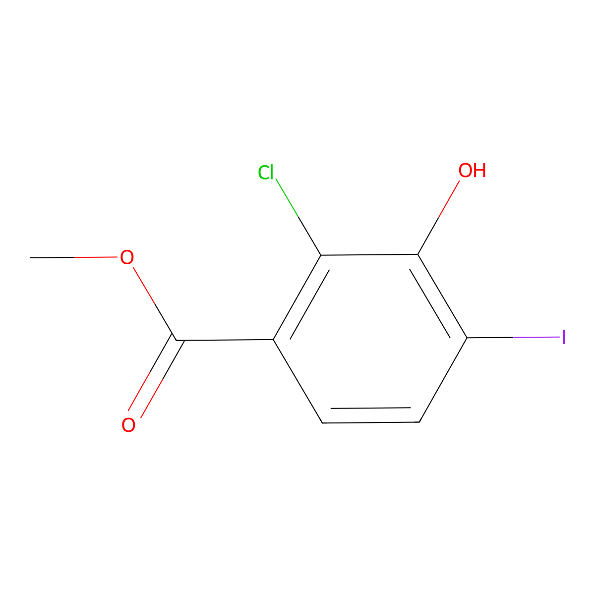 Methyl 2-chloro-3-hydroxy-4-iodobenzoate molecular structure, CAS 2097137-43-2