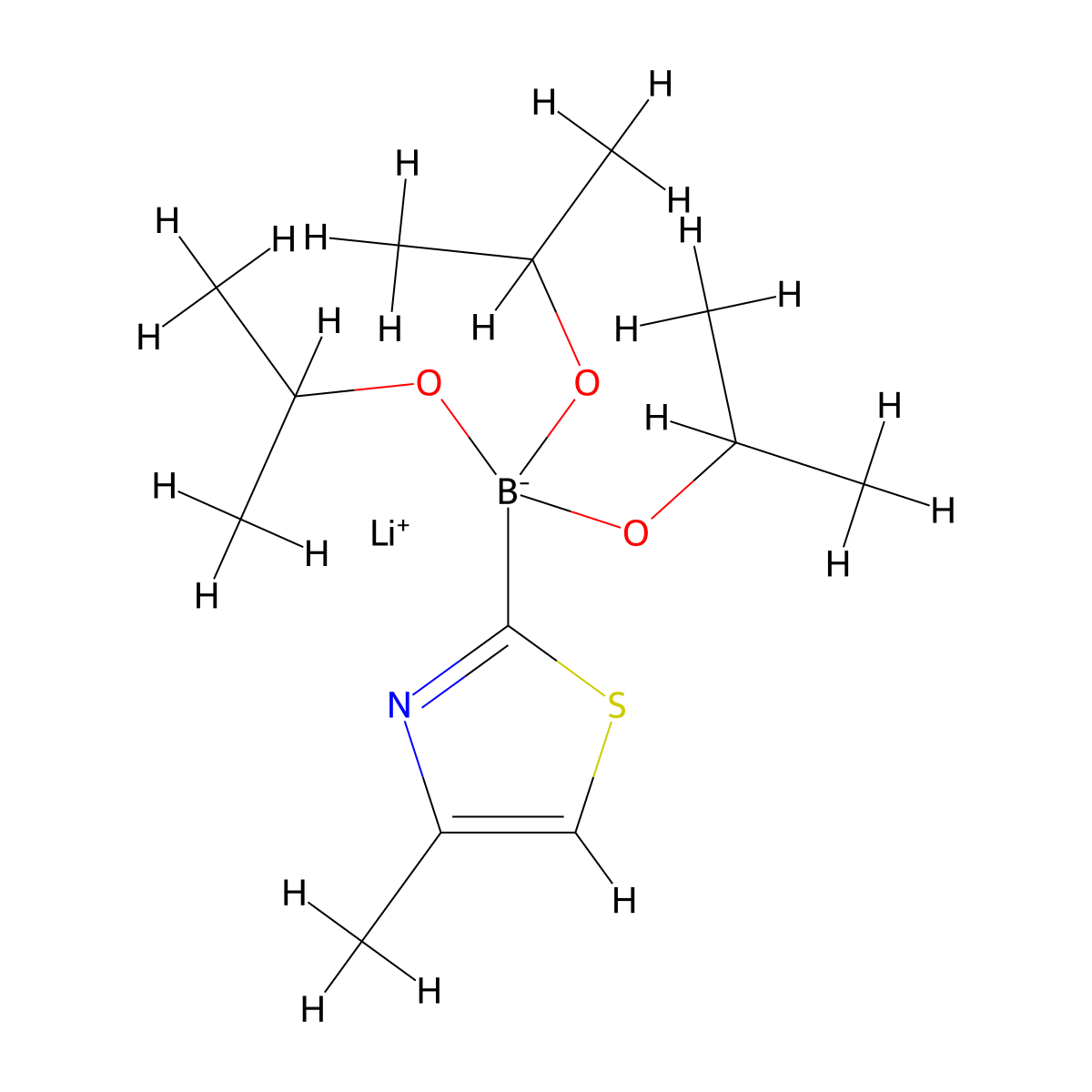 Lithium Triisopropoxy(4-methyl-2-thiazolyl)borate molecular structure, CAS 2097166-33-9