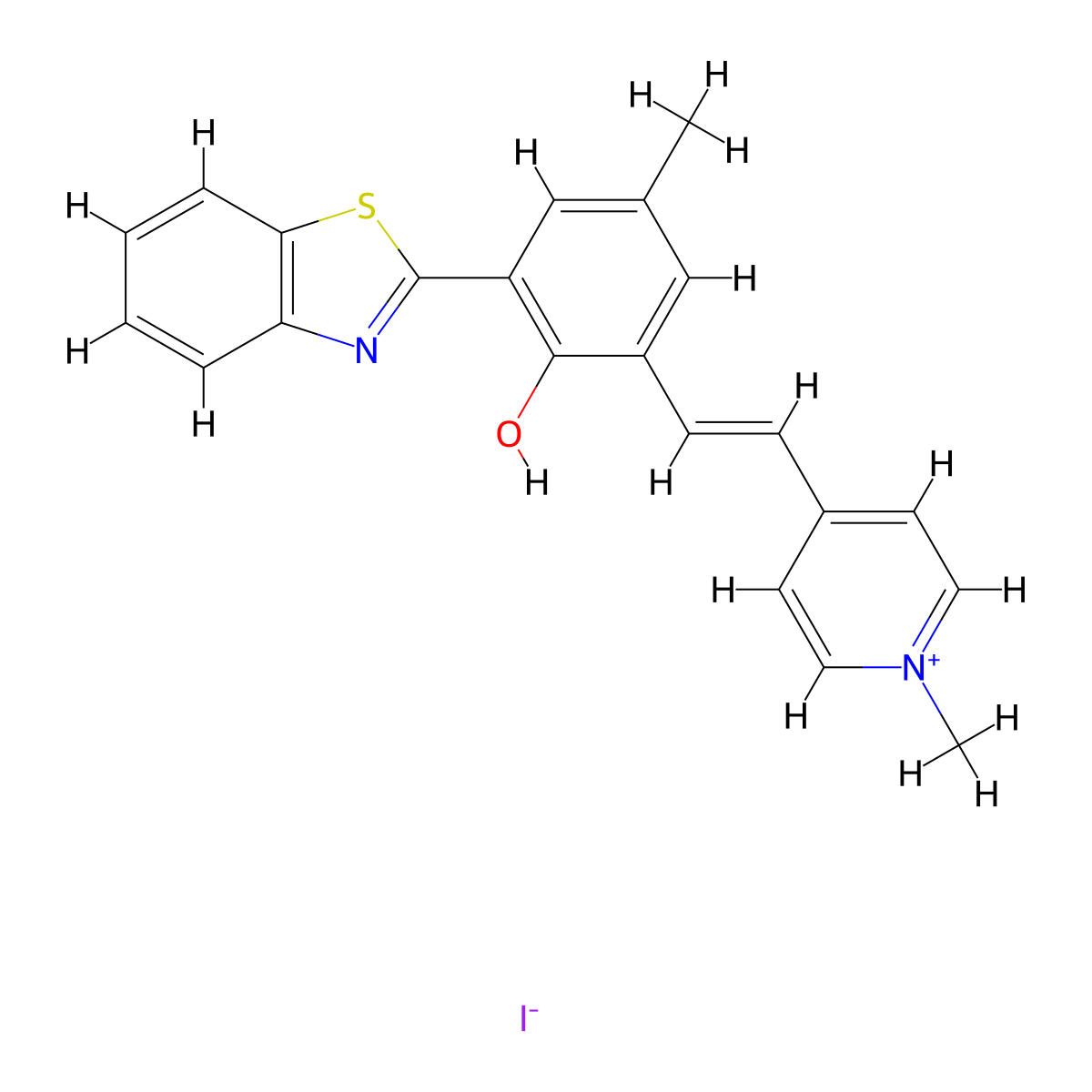 4-(3-(Benzo[D]thiazol-2-YL)-2-hydroxy-5-methylstyryl)-1-methylpyridin-1-ium iodide molecular structure, CAS 2097189-04-1