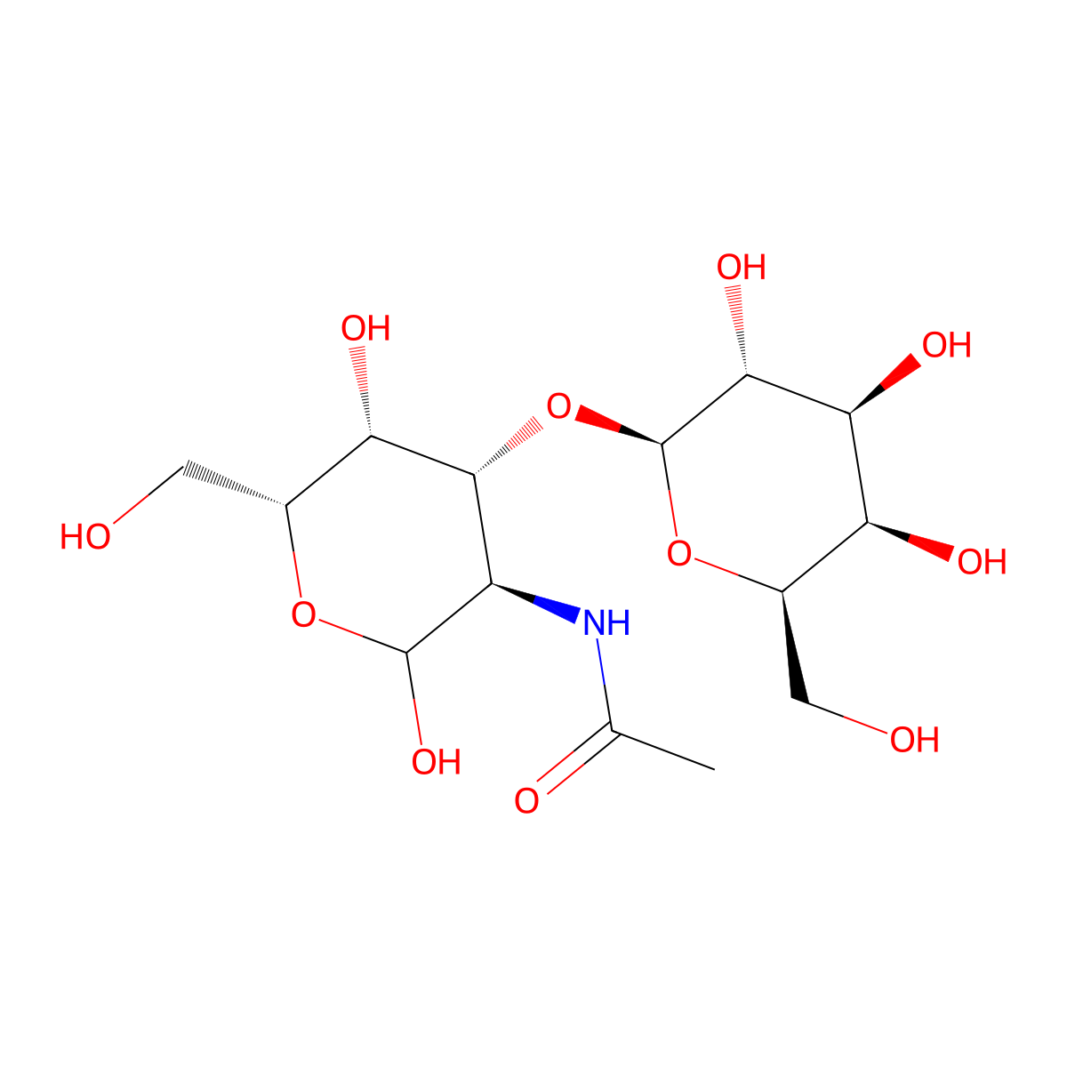 2-(acetylamino)-2-deoxy-3-O-beta-D-galactopyranosyl-D-galactopyranose molecular structure, CAS 20972-29-6